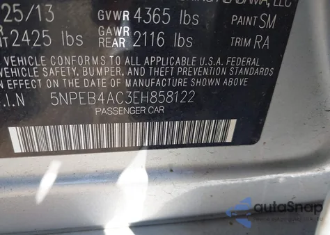 2014 Hyundai Sonata Gls from USA, damaged, VIN 5NPEB4AC3EH858122